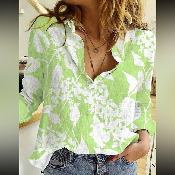 Boho floral print button down shirt - Picture 12 of 16